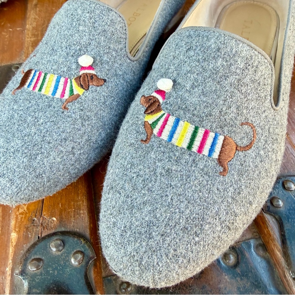 Talbots Holiday Dachshund grey flats